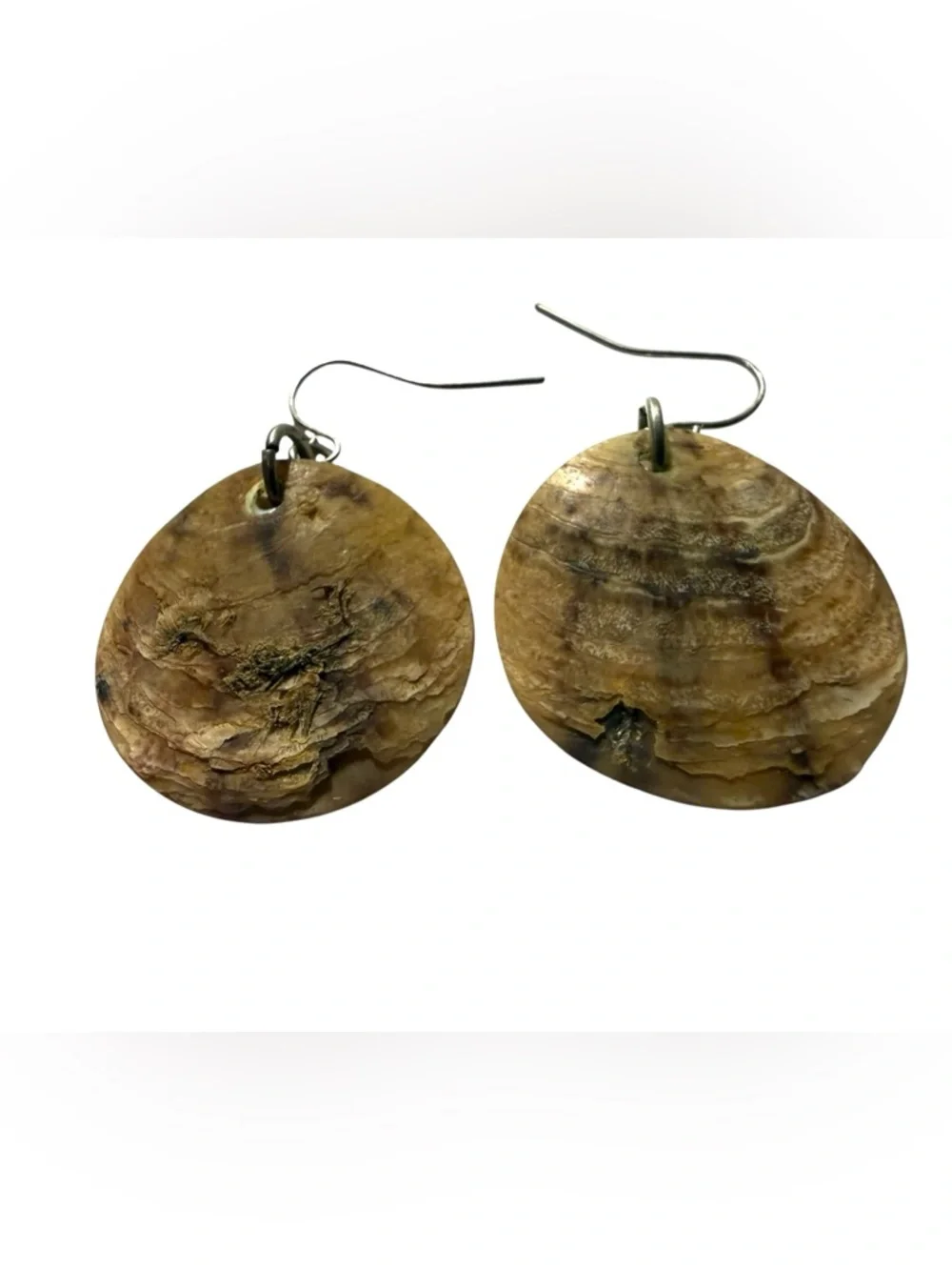 Mother-of-Pearl Oyster Shell Like Disc Drop Earrings Coastal